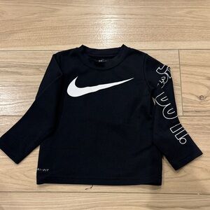 Nike Kids Black Long Sleeve Tee with White Logo